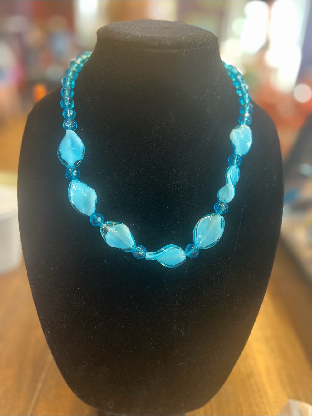 Blue Glass Beaded Necklace